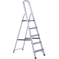 HOMCOM Escabeau de sécurité pliant antidérapant hauteur max. 166 cm charge max. 150 Kg aluminium(m-1)