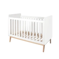 HOMCOM Lit bébé à barreaux 60 x 120 cm - sommier à Lattes Inclus - Hauteur réglable 3 Niveaux - pin Massif MDF Classe E1 Blanc(m-1)