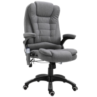 Homcom Fauteuil de bureau direction massant chauffant hauteur réglable dossier inclinable toile de lin gris chiné