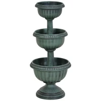 Outsunny Jardinière Apparence Fontaine de Jardin 3 Niveaux Ø 43 x 98,5H cm Plastique PP Vert Antique(m-1)