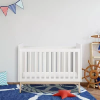 HOMCOM Lit bébé à barreaux 60 x 120 cm - sommier à Lattes Inclus - Hauteur réglable 3 Niveaux - pin Massif MDF Classe E1 Blanc(m-2)