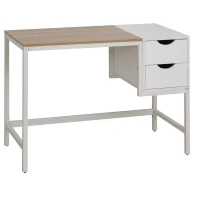 HOMCOM Bureau pour Ordinateur Informatique avec 2 Tiroirs 110 x 45 x 76 cm Blanc(m-1)