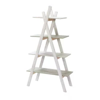 HOMCOM Étagère bibliothèque Design Pyramidal - étagère de Rangement 4 Niveaux - dim. 80,2L x 35l x 146,3H cm - MDF Blanc Vert Rustique(m-1)