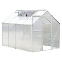 Outsunny Serre de jardin aluminium polycarbonate 9,17 m³ 2,5L x 1,9l x 1,93H m avec fenêtres et porte coulissante(m-1)