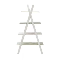 HOMCOM Étagère bibliothèque Design Pyramidal - étagère de Rangement 4 Niveaux - dim. 80,2L x 35l x 146,3H cm - MDF Blanc Vert Rustique(m-4)