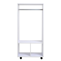 HOMCOM Armoire de Rangement Blanche à Roulettes