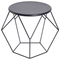 Homcom Table Basse Ronde Style Néo-Rétro en Acier Noir 54 x 54 x 44 cm