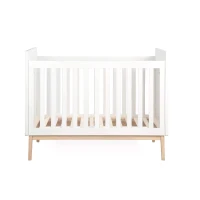 HOMCOM Lit bébé à barreaux 60 x 120 cm - sommier à Lattes Inclus - Hauteur réglable 3 Niveaux - pin Massif MDF Classe E1 Blanc(m-4)