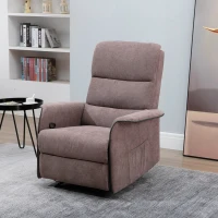 Homcom Fauteuil de relaxation grand confort dossier inclinable repose-pied ajustable flanelle marron(m-1)
