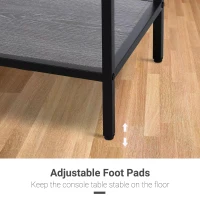 HOMCOM Console Table Worktop Bottom Shelf Home Two Drawer Industrial Minimal Style Grey Wood Tone Effect(m-7)