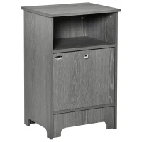 PawHut Gamelle de base chien chat meuble de rangement pour animaux - autopetfeeder station - placard porte basculante - tiroir coulissant 2 gamelles acier inox. intégrées - aspect bois gris(m-1)