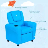 HOMCOM kinderfauteuil, mini-fauteuil, kinderbank voor 3-6 jaar, blauw(m-7)