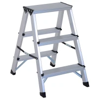 HOMCOM Marchepied escabeau double pliant antidérapant hauteur max. 59 cm charge max. 150 Kg aluminium(m-1)