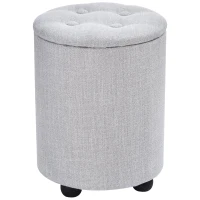 HOMCOM Tabouret de Rangement Repose-Pieds avec 4 Pieds Stables Fonction 2 en 1 Design Simple et Moderne Idéal pour Salon Chambre Salle de Bain Ø 30 x 40 cm Gris(m-1)