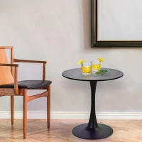 Table ronde tulipe design Ø 70 x 75H cm métal MDF noir(m-2)