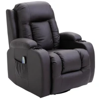 Homcom Fauteuil de massage et relaxation électrique chauffant inclinable repose-pied télécommande marron(m-1)