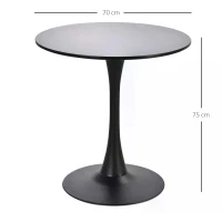Table ronde tulipe design Ø 70 x 75H cm métal MDF noir(m-3)