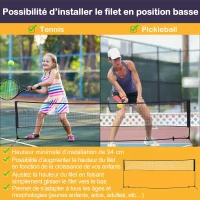 Homcom Filet de Badminton/loisirs 5 m - hauteur réglable 1,58 m max. - filet portable avec support pieds et piquets - sac de transport inclus(m-4)