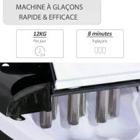 Machine à glaçon 120 W - réservoir eau 1,8 L - réservoir glace 0,8 Kg - PP noir(m-5)