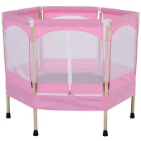 HOMCOM Trampoline Enfant dim. 126L x 109l x 98H cm Filet de sécurité Porte zipée Couvre-Ressorts Inclus Rose(m-1)