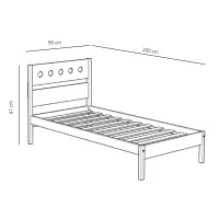 HOMCOM Lit Enfant 90 x 190 cm - Structure lit avec tête de lit et sommier à Lattes Inclus - pin Massif MDF Classe E1 Gris Anthracite(m-3)