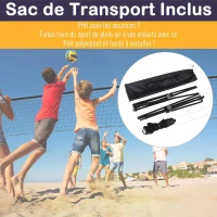Homcom Filet de Badminton/loisirs 5 m - hauteur réglable 1,58 m max. - filet portable avec support pieds et piquets - sac de transport inclus(m-9)