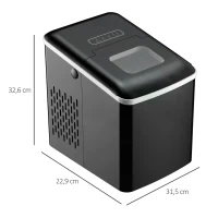 Machine à glaçon 120 W - réservoir eau 1,8 L - réservoir glace 0,8 Kg - PP noir(m-3)