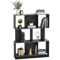 HOMCOM Bibliothèque étagère Meuble de Rangement 3 Niveaux Design Contemporain MDF E1 Bicolore Gris Noir(m-1)