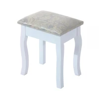 HOMCOM Coiffeuse et Tabouret Style Baroque en Bois Blanc(m-5)