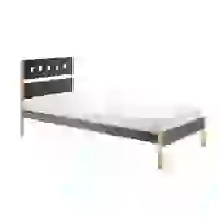 HOMCOM Lit Enfant 90 x 190 cm - Structure lit avec tête de lit et sommier à Lattes Inclus - pin Massif MDF Classe E1 Gris Anthracite(m-5)