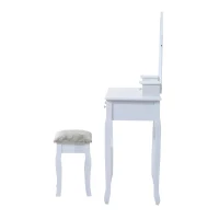 HOMCOM Coiffeuse et Tabouret Style Baroque en Bois Blanc(m-4)
