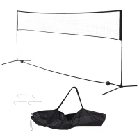 Homcom Filet de Badminton/loisirs 5 m - hauteur réglable 1,58 m max. - filet portable avec support pieds et piquets - sac de transport inclus(m-1)