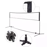 Homcom Filet de Badminton/loisirs 5 m - hauteur réglable 1,58 m max. - filet portable avec support pieds et piquets - sac de transport inclus(m-8)
