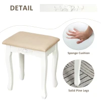 HOMCOM Dressing Table Set with 360° Spin Mirror and Cushioned Stool, Makeup Vanity Dresser Desk with 5 Drawers for Bedroom, White(m-6)