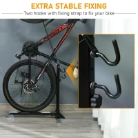 HOMCOM 63-73.5H cm Adjustable Bike Storage Rack Ground Stand PP Feet Pad Metal Frame Black(m-8)