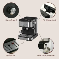 HOMCOM espressomachine 35,5 cm x 21 cm x 29 cm(m-6)