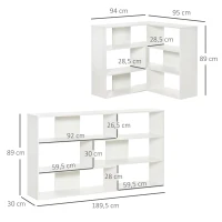 HOMCOM hoek boekenkast 189,5 cm x 30 cm x 89 cm(m-3)