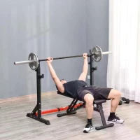 HOMCOM Barbell Rack, Width and Height Adjustable Dip Stand, Bench Press Rack for Home Gym Weight Lifting Fitness Workout, Max Load 150kg(m-10)