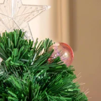 HOMCOM 2FT Pre-lit Artificial Christmas Tree Tabletop Multicoloured Fibre Optic Xmas Decoration w/ LED Lights Pot Table Desk - Green(m-9)