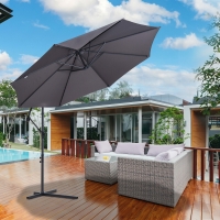 Outsunny Cantilever Umbrella Parasol Hanging Banana Steel Dark Grey 3M Patio