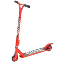 HOMCOM Outdoor Push Stunt Scooter 2 Wheels Fixed Bar 360° Street Commuter Street Push Scooter For Adult Teen Urban Scooter Red(m-1)