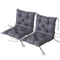 Outsunny Set of 2 Garden Chair Cushions Seat Pad w/ Backrest Outdoor & Indoor Use(m-12)
