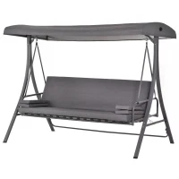 Outsunny 2-in-1 Patio 3 Seater Swing Chair Hammock w/ Cushion Adjustable Canopy Garden(m-13)