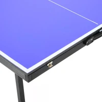 HOMCOM Folding 5ft Mini Compact Table Tennis Top Ping Pong Table Set Professional Net Games Sports Training Play Blue(m-7)