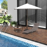 Outsunny Garden Lounger Recliner Adjustable Sun Bed Chair-Coffee