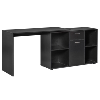HOMCOM MDF Adjustable L-Shaped Computer Desk Workstation Corner PC Table Home Office Functional Spacious Modern Stylish-Black