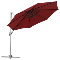Outsunny Umbrella Parasol W/360° Rotation Φ294x248H cm-Wine Red