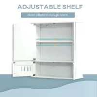 kleankin Bathroom Mirror Cabinet, Wall Mounted Storage Cupboard with Double Doors and Adjustable Shelf, Bathroom Organizer, White(m-4)