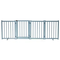 PawHut Pet Gate Wooden Foldable Dog Safety Barrier w/ 4 Panels for Small and Medium Dogs Blue(m-10)