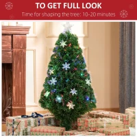 HOMCOM 4FT Prelit Artificial Christmas Tree Fiber Optic LED Light Holiday Home Xmas Decoration Tree with Foldable Feet, Green(m-8)